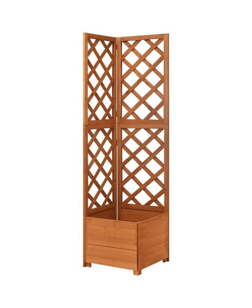 Corner Trellis Planter 15.7"x15.7"x59" Solid Fir Wood