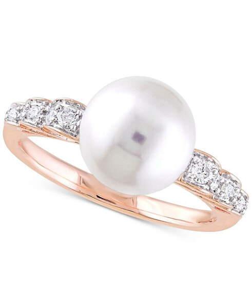 Cultured Freshwater Pearl (9mm) & Diamond (1/8 ct. t.w.) Ring in 10k Rose Gold
