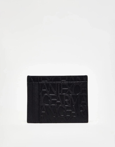 Armani Exchange allover logo cardholder in black