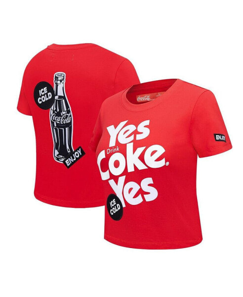 Women's Red Coca-Cola Yes Coke Yes Baby Doll Cropped T-Shirt