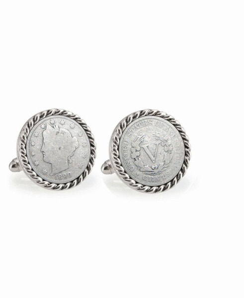 1800's Liberty Nickel Rope Bezel Coin Cuff Links