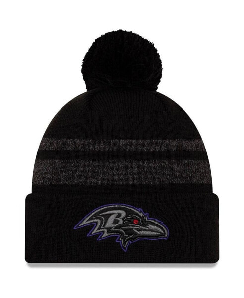 Men's Black Baltimore Ravens Dispatch Cuffed Knit Hat With Pom