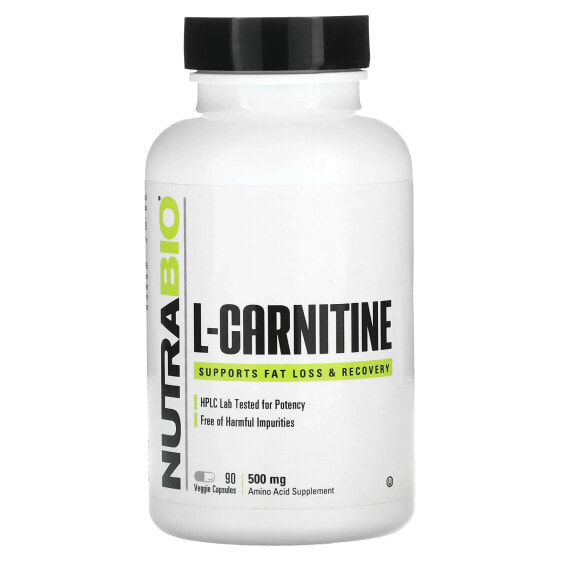 Аминокислоты NutraBio L-Carnitine, 500 мг, 90 капсул