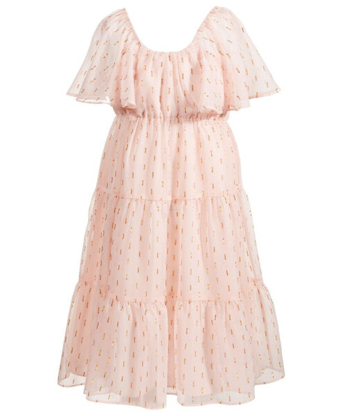 Платье для малышей Nannette Платье средней длины из металлического шифона с тире