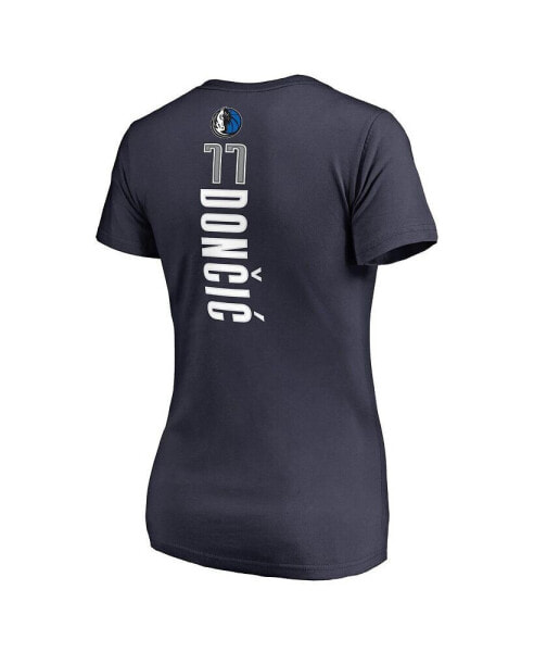 Women's Luka Doncic Navy Dallas Mavericks Backer V-Neck T-shirt