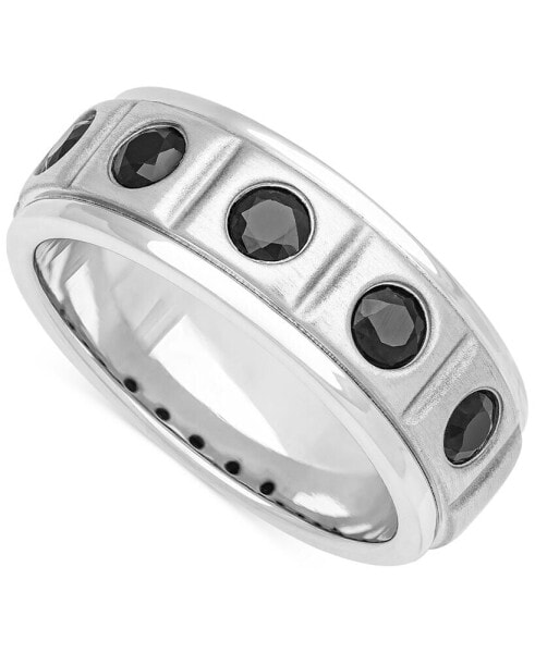 Men's Black Sapphire Textured Band (1-1/3 ct. t.w.) in Sterling Silver
