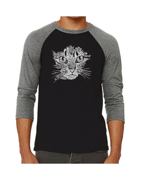 Cat Face Men's Raglan Word Art T-shirt