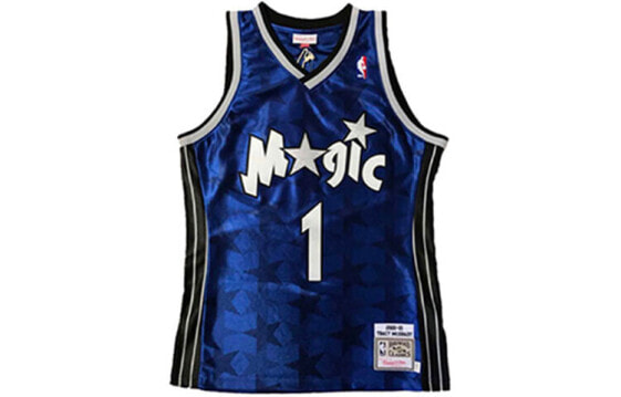 Mitchell & Ness NBA 合身直筒复古运动透气速干球衣 AU球员版 2000-01赛季 奥兰多魔术队 麦迪 1号 客场 男女同款 宝蓝色篮球背心 / Майка баскетбольная Mitchell & AJY4AC18072-OMAROYA00TMC