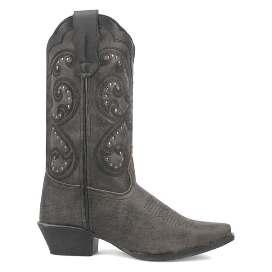 Laredo Kimber Embroidered Studded Snip Toe Cowboy Womens Grey Casual Boots 5216