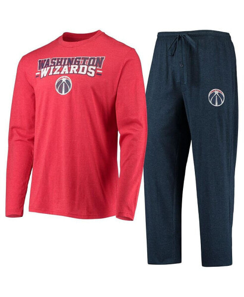 Men's Navy, Red Washington Wizards Long Sleeve T-Shirt & Pants Sleep Set