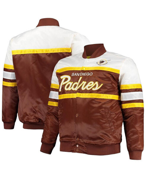 Men's Brown, Gold San Diego Padres Big and Tall Coaches Satin Full-Snap Jacket