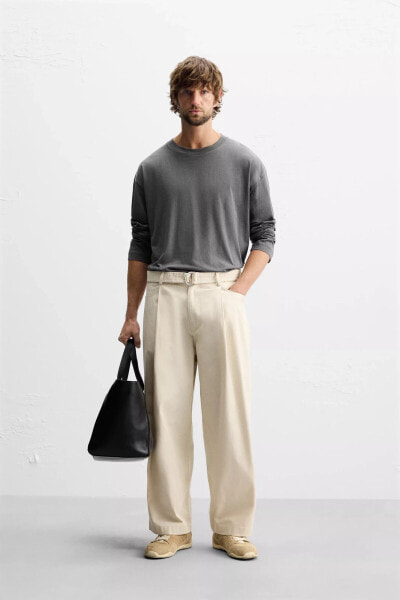 PLEATED TROUSERS WITH BELT