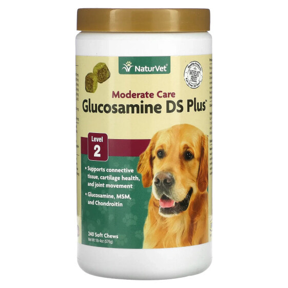 NaturVet, Glucosamine DS Plus, умеренный уход, уровень 2, 240 жевательных таблеток, 576 г (1 фунт 4 унции)