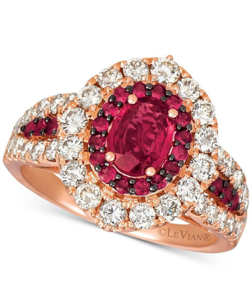 Ruby (1-1/5 ct. t.w.) & Diamond (1-1/4 ct. t.w.) Ring in 14k Rose Gold (Also available in Yellow Gold or White Gold)