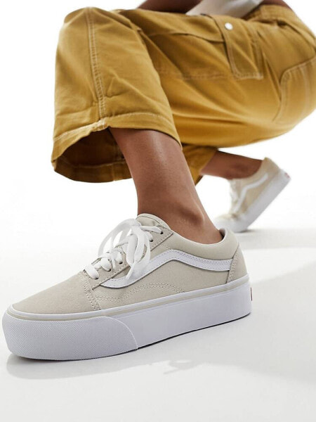 Vans Old Skool Platform trainers in light grey