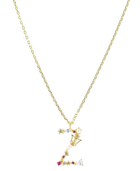 Girls Crew flutterfly Stone Initial Necklace