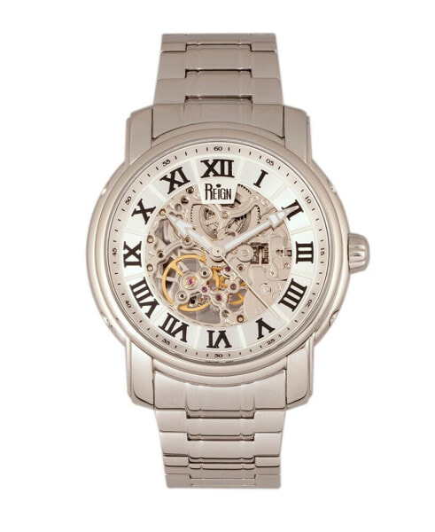 Kahn Automatic White Dial, Skeleton Silver Stainless Steel Watch 45mm