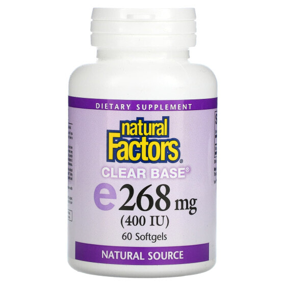Витамин E натуральный Natural Factors, 268 мг (400 МЕ), 60 капсул_SOFTGELS