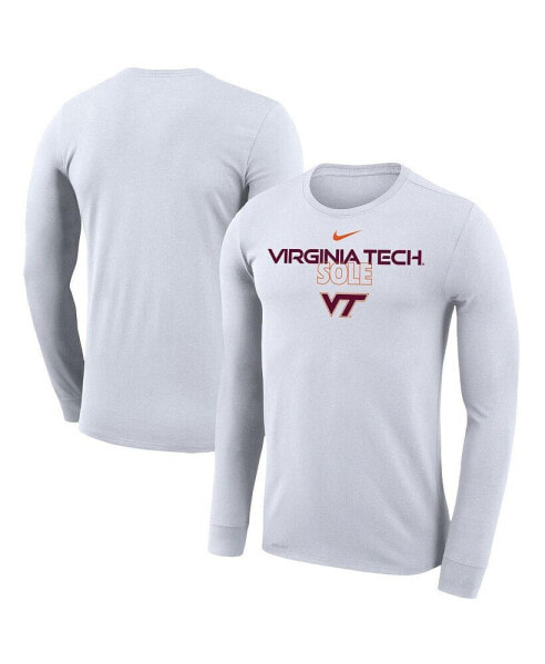 Men's White Virginia Tech Hokies On Court Bench Long Sleeve T-shirt