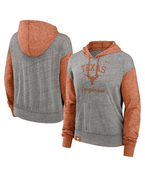 Women's Heather Gray/Texas Orange Texas Longhorns Blitz Color Block Legacy Pullover Hoodie