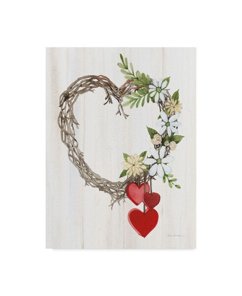 Kathleen Parr Mckenna Rustic Valentine Heart Wreath II Canvas Art - 15" x 20"