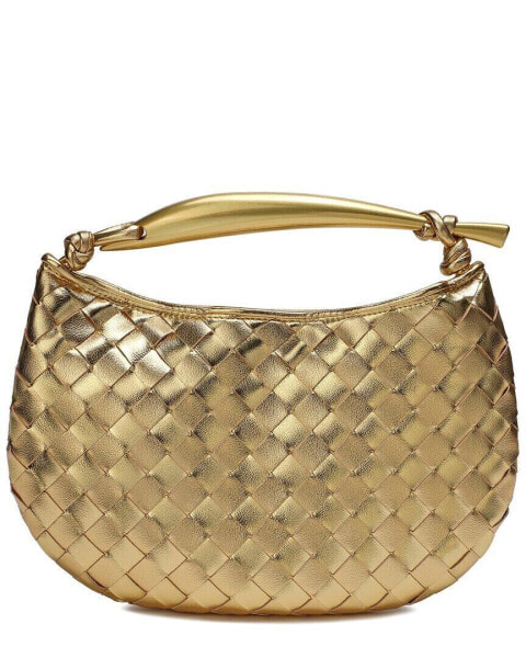 Tiffany & Fred Paris Woven Leather Top Handle Clutch Women's Gold