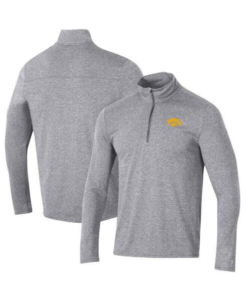 Men's Heathered Gray Iowa Hawkeyes Field Day Team Quarter-Zip Jacket