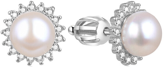 Silver earrings with real pearl AGUP1656PS