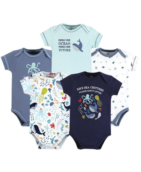 Baby Boys Organic Cotton Bodysuits, Sea Critters