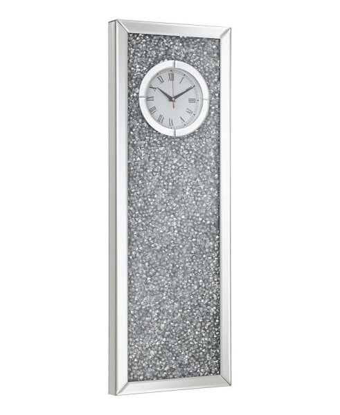 Minette 35.75" Crystal Inlay Medium Density Fiberboard Rectangle Clock Mirror