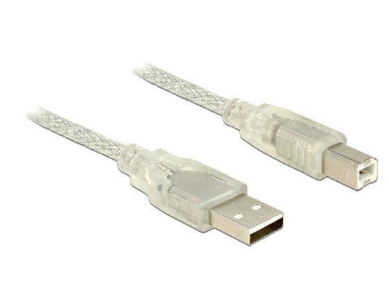 Разъем USB 2.0 Delock 83892 - 1 м - USB A - USB B - мужской/мужской - прозрачный
