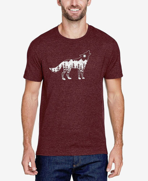 Men's Premium Blend Word Art Howling Wolf T-shirt
