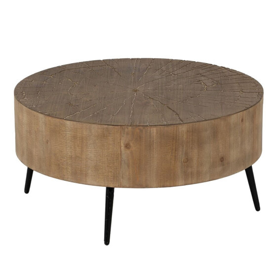 Centre Table Black Natural Iron MDF Wood 80 x 80 x 38,5 cm