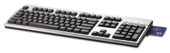 HP Smart Card CCID Keyboard - Full-size (100%) - Wired - USB - Mechanical - QWERTY - Black - Silver