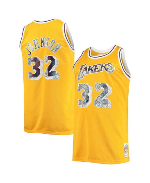 Men's Magic Johnson Gold Los Angeles Lakers Big and Tall 1984-85 NBA 75th Anniversary Diamond Swingman Jersey