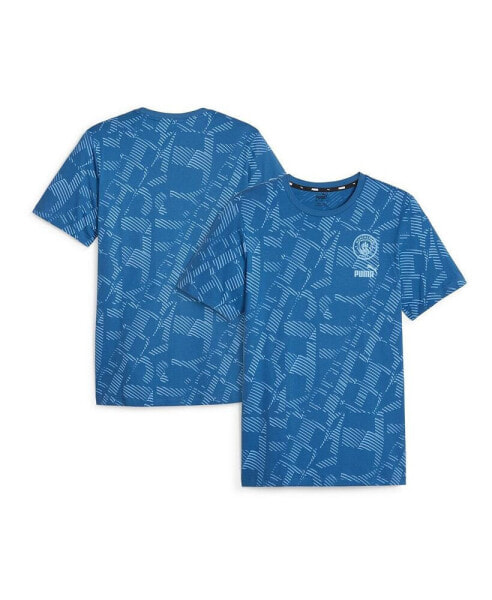 Men's Blue Manchester City FtblCore Allover Print T-shirt
