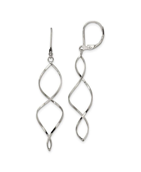 Stainless Steel Polished Twist Dangle Lever back Earrings