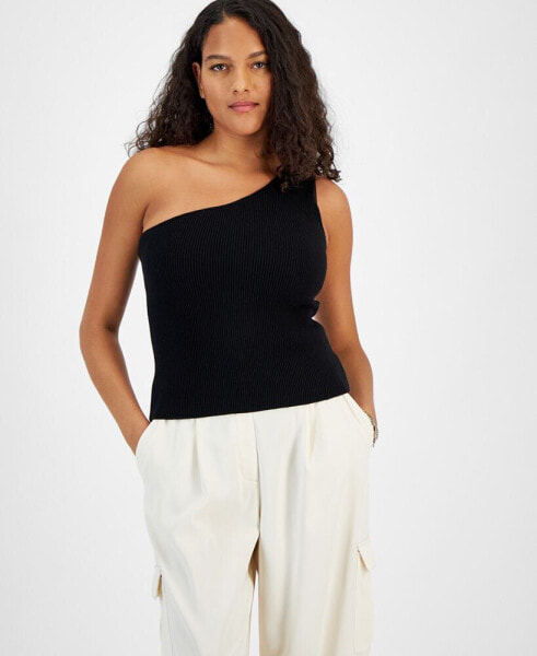Women's One-Shoulder Sleeveless Ribbed Sweater, Created for Macy's