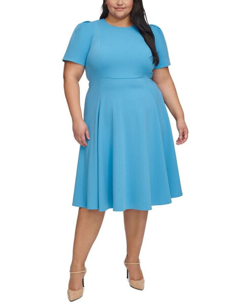 Plus Size Short-Sleeve Midi Dress