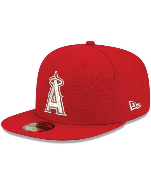 Бейсболка с козырьком New Era для мужчин Лос-Анджелес Angels логотип белая 59FIFTY