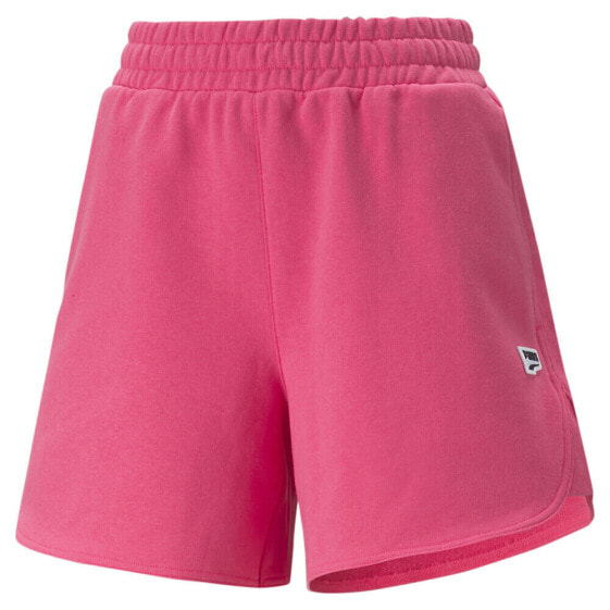 Puma Downtown High Waist Shorts Womens Pink Casual Athletic Bottoms 53836125