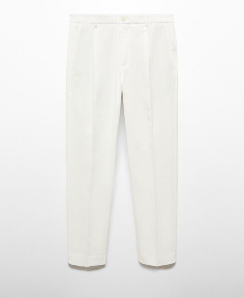 Men's Pleated Texture Slim Fit Trousers