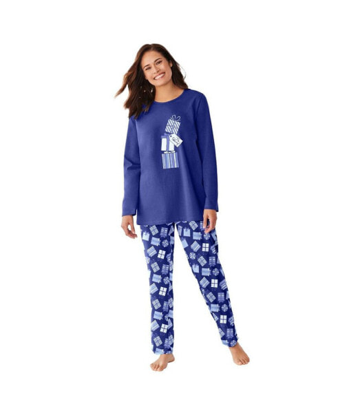 Plus Size Long Sleeve Knit PJ Set