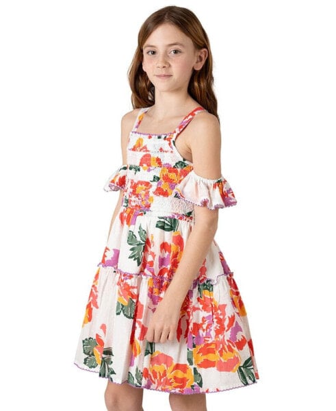 Big Girls Cold-Shoulder Floral-Print Dress