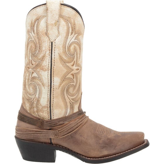 Laredo Myra Embroidery Square Toe Cowboy Womens Brown Dress Boots 51091