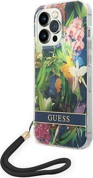 Guess Etui Guess do iPhone 14 Pro Max 6,7" niebieski/blue hardcase Flower Strap