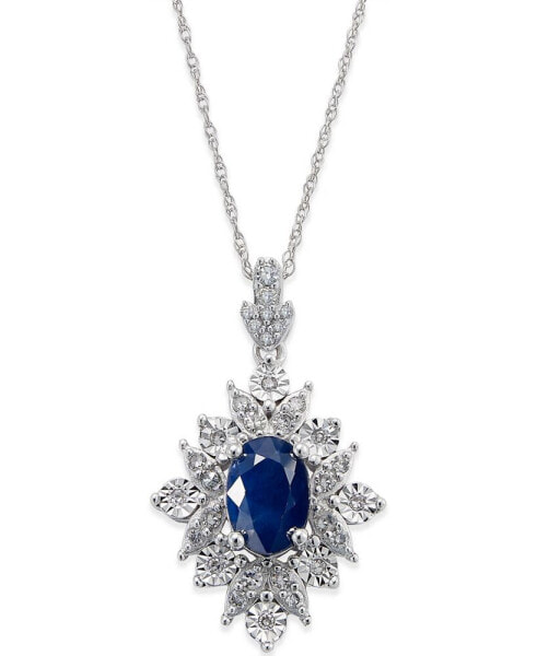 Sapphire (1 ct. t.w.) and Diamond (1/5 ct. t.w.) Pendant Necklace in 14k White Gold (Also Available in Ruby)