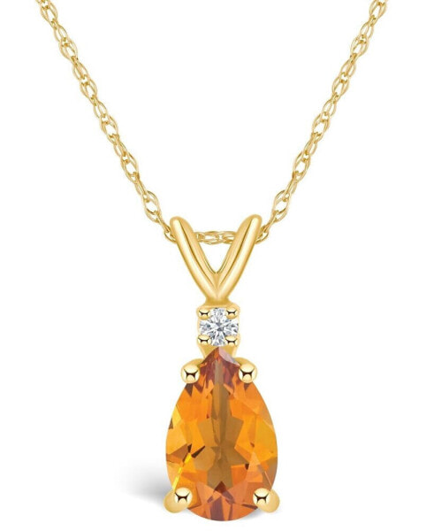 Citrine (1 ct. t.w.) and Diamond Accent Pendant Necklace in 14K Yellow Gold or 14k White Gold