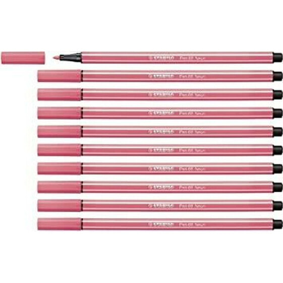 Felt-tip pens Stabilo Pen 68 Fluor Fluorescent Red (10 Pieces)