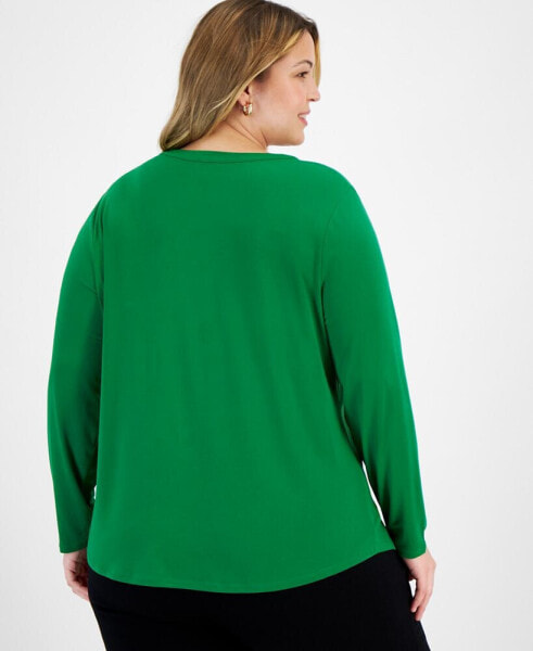 Plus Size Zip-Pocket Top, Created for Macy's